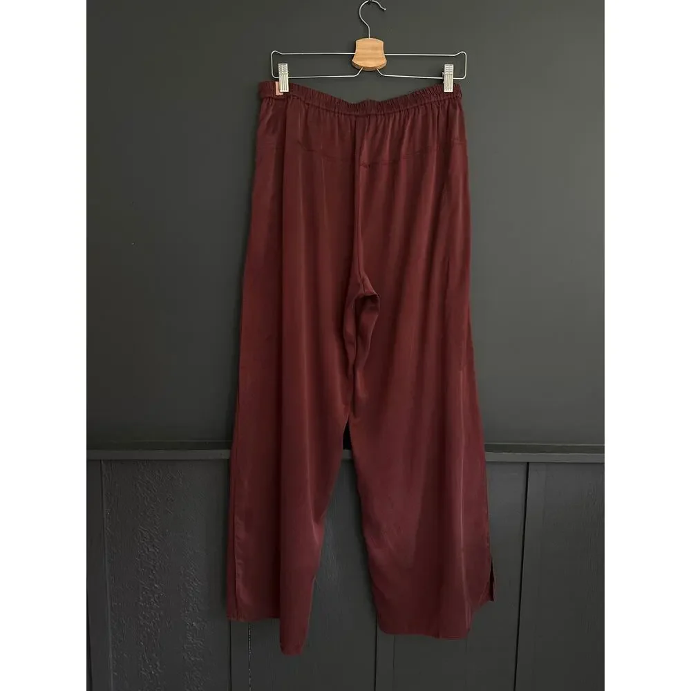 LUNYA Washable Silk High Rise Pajama Pants in Fancy Burgundy Size XL - Picture 7 of 11